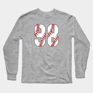 Baseball Number 98 #98 Baseball Shirt Jersey Favorite Player Biggest Fan Long Sleeve T-Shirt